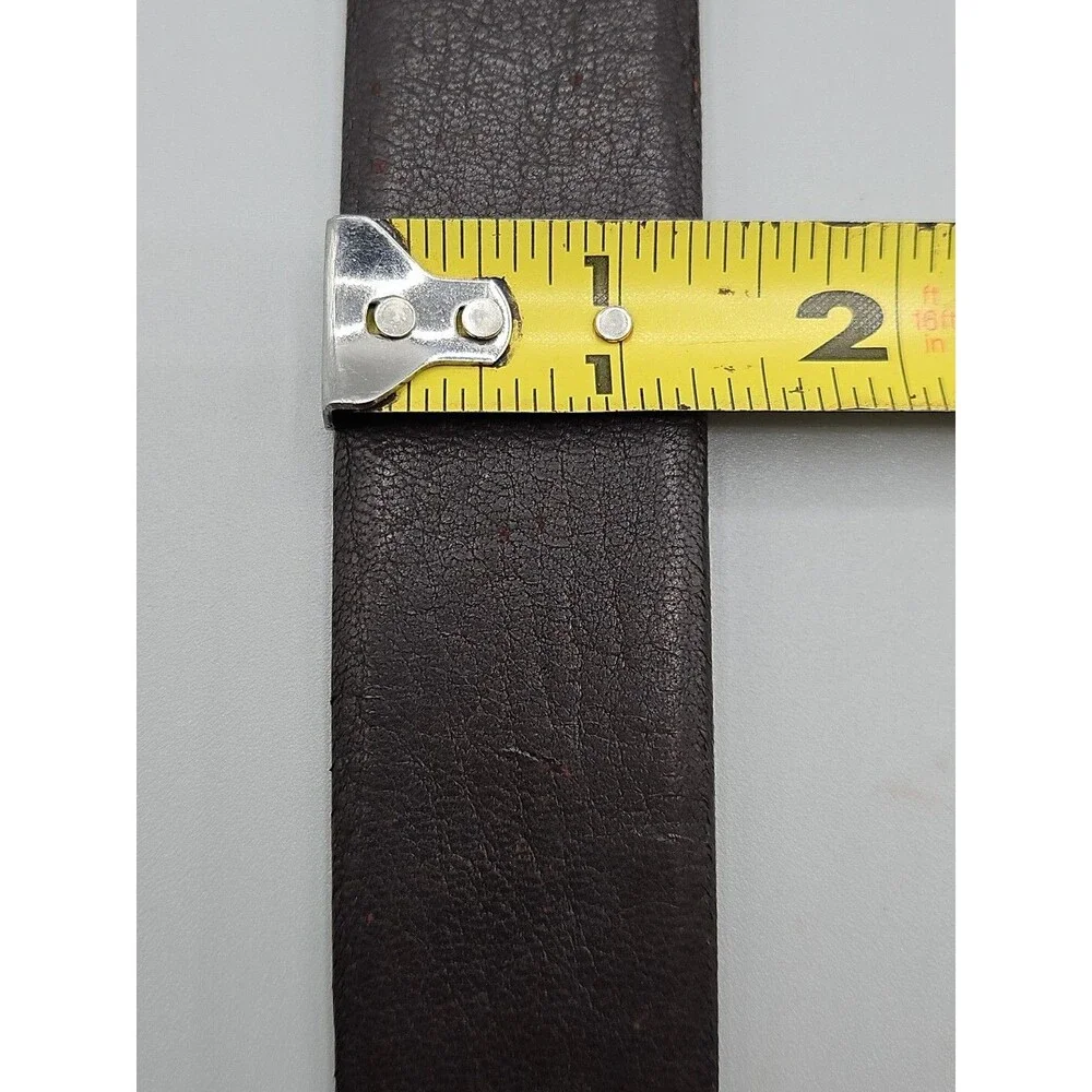 Elk Skin Brown Leather Belt Size 36 USA Handmade Brass Buckle 1-5/16
